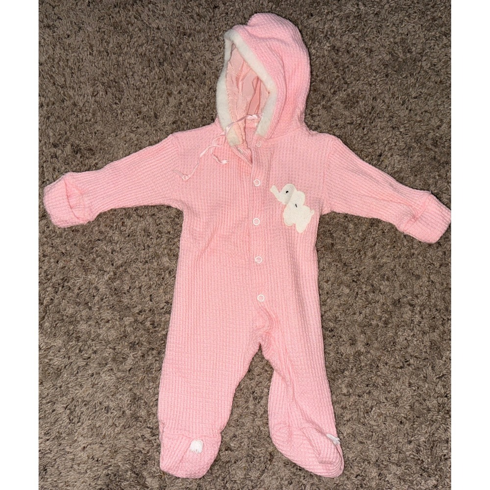 VTG Carter's Pink Fleece Hooded Bunting Small Up to 15 Lbs 1970's 100% Acrylic